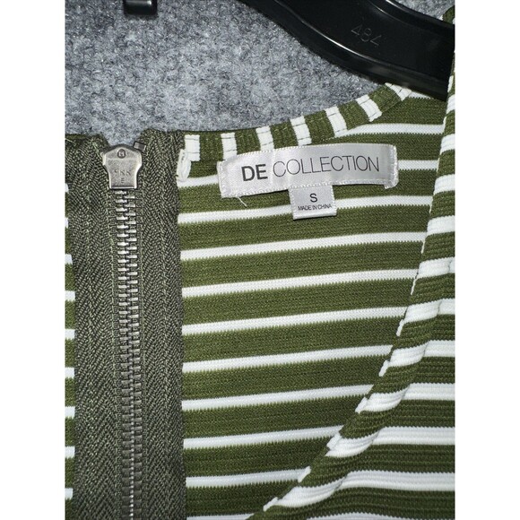 DE Collection Dress Women's Size S Green White Scoop Neck Midi Casual Striped - Picture 4 of 10